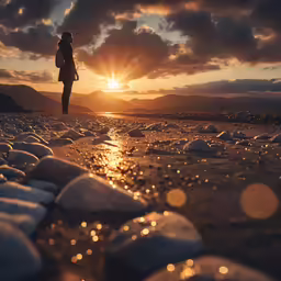 woman standing at the edge of a body of water