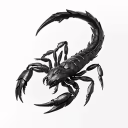 a scorpion that is standing up against a white background