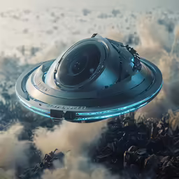 a sci - fiord ship in the middle of the sky