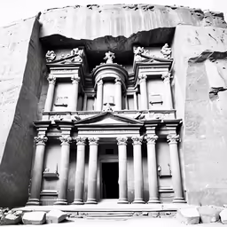 an old building that has many columns and windows
