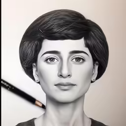 a black and white drawing of a woman with makeup