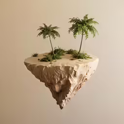 an island with a two trees on it