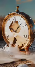 a small clock with the faces inside of water