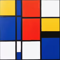 the square in the painting is a lot more red, white, and blue