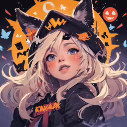 a young anime girl wearing an animal hat