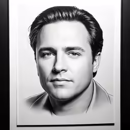 a close up of a man in black and white