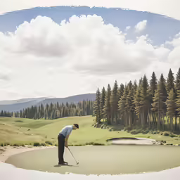 a man playing golf in the snow at a course