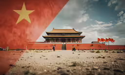 two men in front of an asian style temple