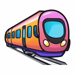 a train painted in colorful paint on a white background