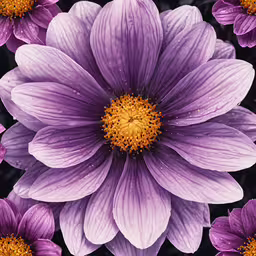 an image of some big beautiful purple flowers,some purple flowers with yellow centers in the middle