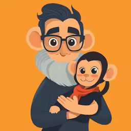 an illustration of a monkey holding a man in his arms