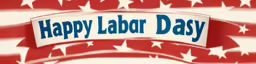 red white and blue with stars and a happy labor day banner