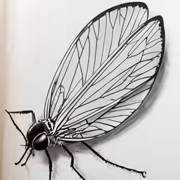 a black and white drawing of a fly insect