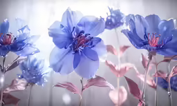 blue flowers are growing in the sunlight