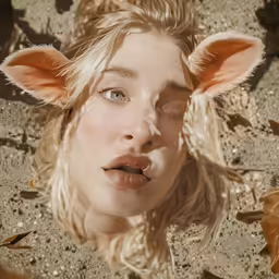 a young woman wearing animal ears and hair