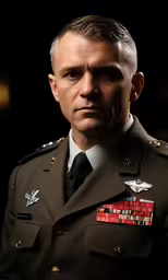 a portrait photograph of military man in uniform