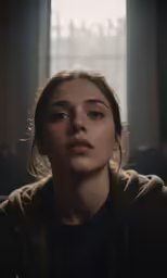 a close up of a person near a window