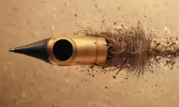 a hair dryer blowing on a feather with dirt inside