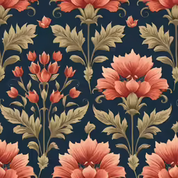a flowered wallpaper with a dark background