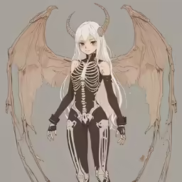 anime girl with a skeleton costume in her hand