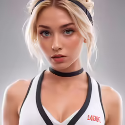 a model with a very sexy face and wearing a white tank top