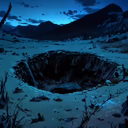 a cave sitting in the middle of a dry field