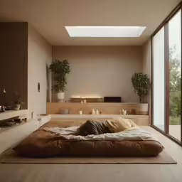 there is a very large bed and some plants