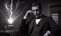 a man is in a tuxedo and smoking a cigarette