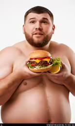there is a man that is holding a big burger