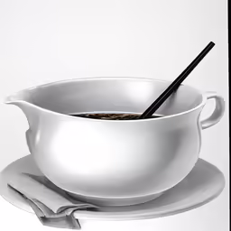 an empty saucer and spoon sit on a white plate