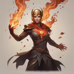 an artistic photo of a person in a black suit with flames around her