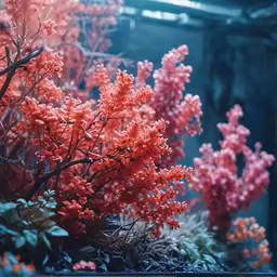 some corals in a large aquarium filled with water