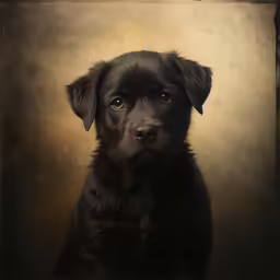 black dog staring into the camera