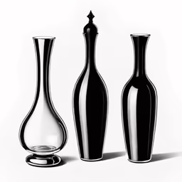 three vases are lined up side by side