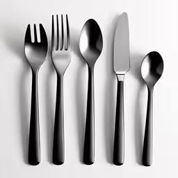 a group of different kinds of black utensils