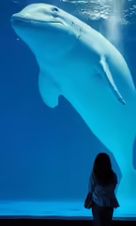 woman viewing underwater dugai in water with light reflection