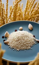 rice sprinkled with white stuff on a plate