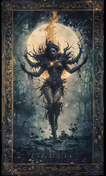 an artwork of a woman walking with her arms outstretched