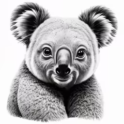 a koala is posing for a photo while wearing its fur