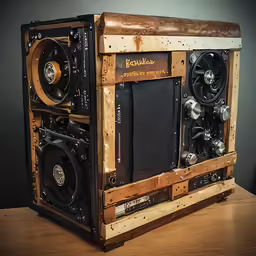a device made out of wooden pallets sitting on top of a table