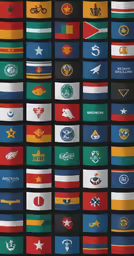 a photo of various flags and their emblems