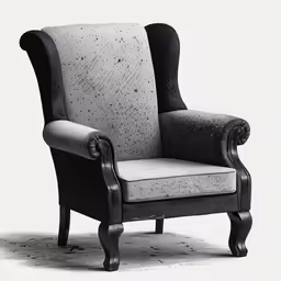 a black and white photograph of an arm chair