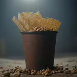 the chocolate paper cup holds two scoops of cereal