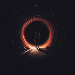 a person standing in the middle of a dark tunnel