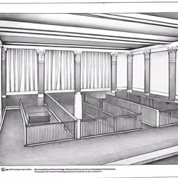 a perspective drawing of a church auditorium