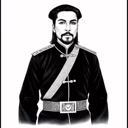 a drawing of stalin in uniform
