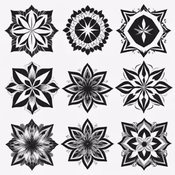 a bunch of black and white geometric designs