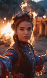 a young girl dressed up in medieval style clothing