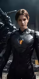 the actress is wearing an armor with horns