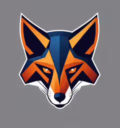 an image of a fox head,the head of a fox on a gray background